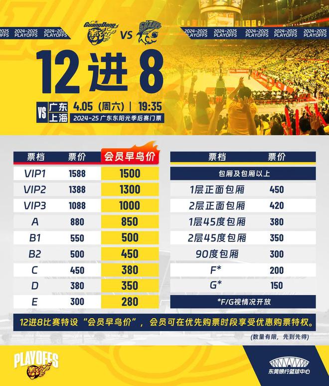 倒计时！数量有限！季后赛12进8“会员优先购”即将截止(图1)