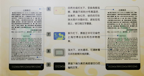 花博会门票有8种防伪技术其中4种可自行验证(图1)